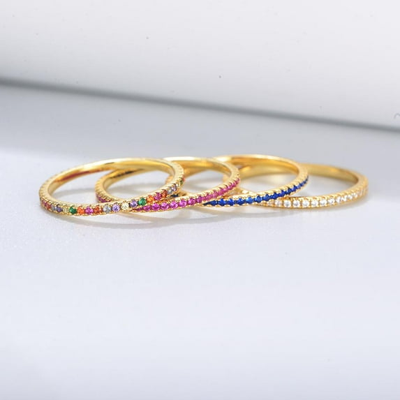 Colorful Eternity Stackable Sterling Silver Wedding Band, Best Gifts for her