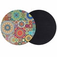 thumbnail image 1 of Colorful Ethnic Coasters Set of 2, Absorbent Coasters for Drinks, National Modern Geometric Blue Green Coaster for Desk Coffee Table Protection, Home Decor House Warming Gifts 4", 1 of 8