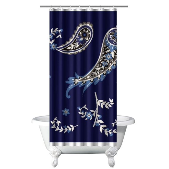 Colorful Ethnic Floral Shower Curtain 36x72 Inches, Quick-Dry Polyester with Hooks, Abstract Paisley Bohemian Style for Classic Bathrooms