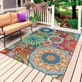 thumbnail image 1 of Colorful Ethnic Outdoor Rug 6x9 Ft, Non Slip Washable Area Rug, National Modern Geometric Blue Green Patio Rugs Carpet Runner, Large Floor Mat for Indoor/Outdoor Deck Porch Camping, 1 of 8
