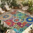 thumbnail image 1 of Colorful Ethnic Outdoor Rug for Patio/Deck/Porch, Non-Slip Large Area Rug 3 x 5 Ft, National Modern Geometric Blue Green Indoor Outdoor Rugs Washable Area Rugs, Reversible Camping Rug Carpet Runner, 1 of 8