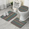 thumbnail image 1 of Colorful Ethnic Pattern Bathroom Rugs Sets 3 Piece,Toilet Cover Set,Absorbent Non Slip Bathroom Mats Sets with U-Shaped Contour Rug Toilet Rug Set, 1 of 5