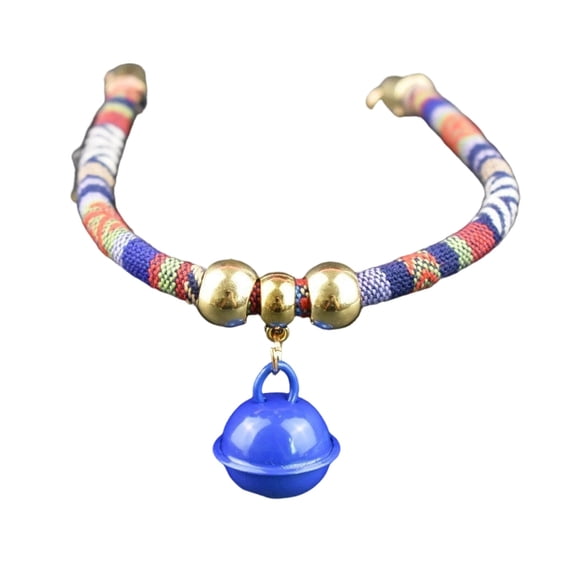 Colorful Ethnic Style Pet Bell Collar, Adjustable Necklace for Small Dogs and Cats like Pomeranians, Decorative with Jingle Bell, Anti-Loss Accessory