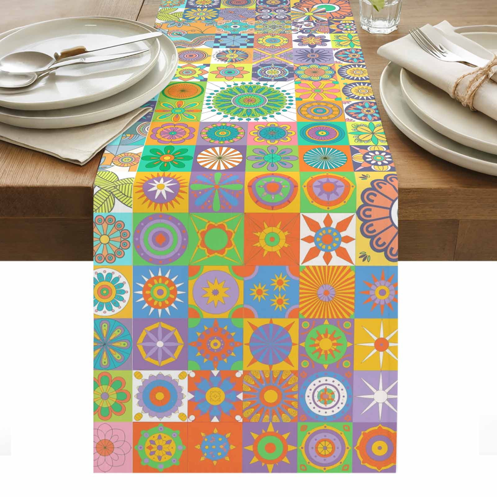 Assorted Table Runners Colorful Ethnic Table Runner - 90 Inch Long, Kitchen Dining Table ...