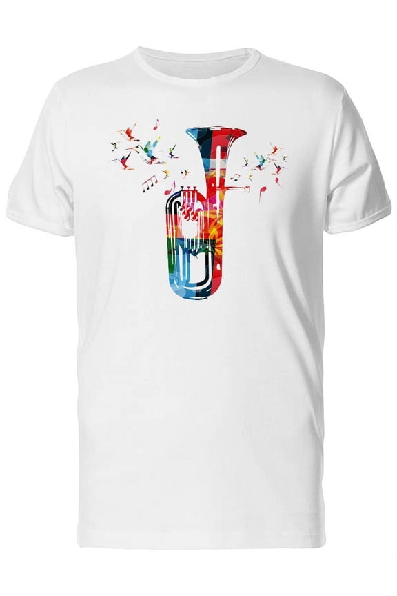 Colorful Euphonium Music Notes T-Shirt Men -Image by Shutterstock, Male Large