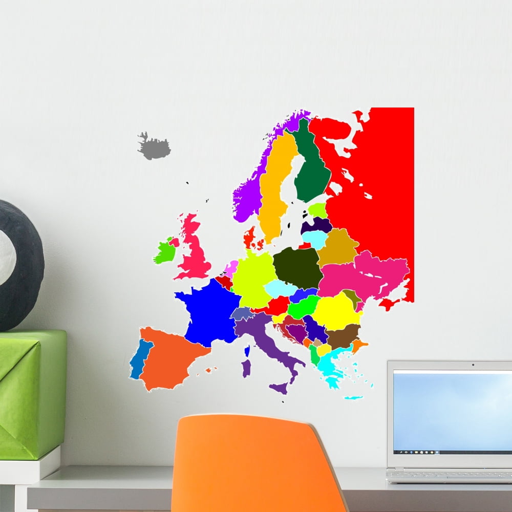 Colorful Europe Vector Map Wall Mural by Wallmonkeys Peel and Stick ...