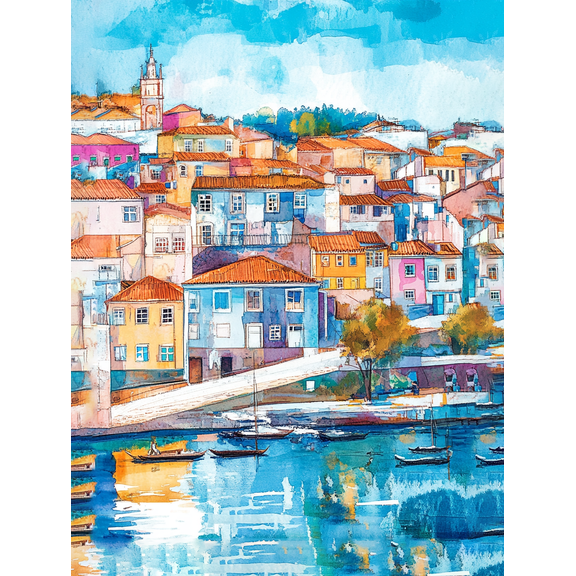 Colorful European Town Waterfront Canvas Print/Wall Art Perfect for Living Room Bedroom Kitchen Office and Dining Room Decoration.