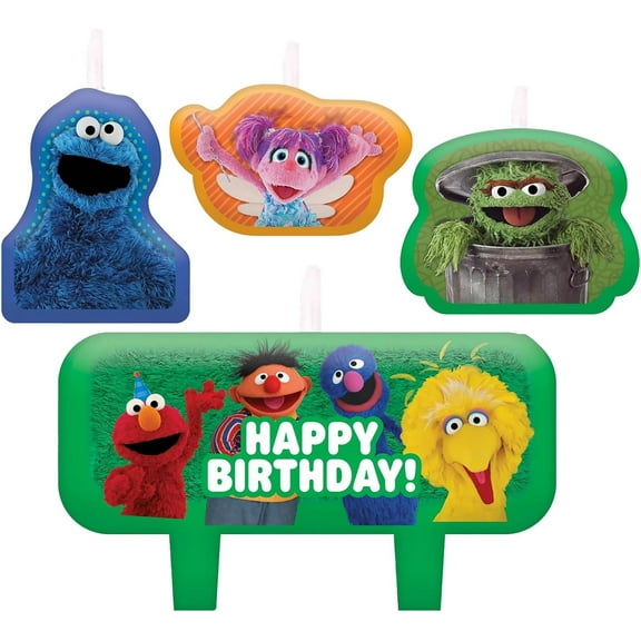 Colorful Everyday Sesame Street Birthday Candle Set - 1.3" To 2.3", 4-Pack - Ideal Cake Toppers for Lively and Joyful Celebrations