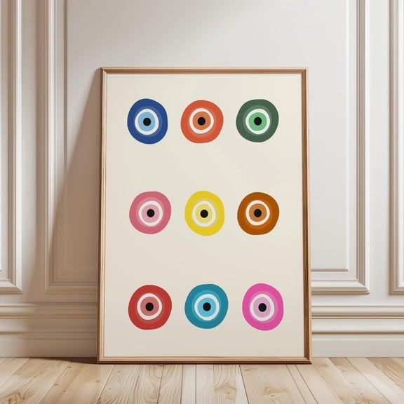 Colorful Evil Eye Minimalist, Unframed Canvas Size 16x24
