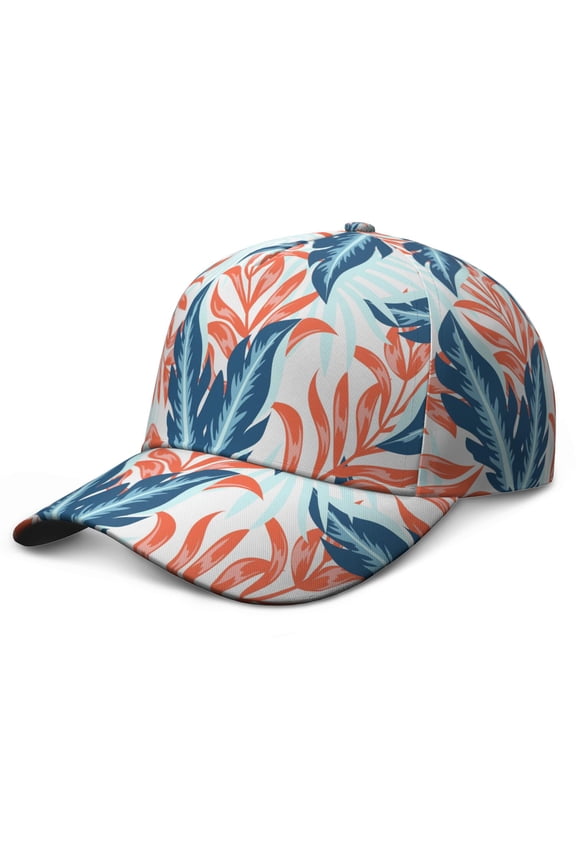 Colorful Exotic Baseball Cap, Comfortable Fit Washed Dad Hat with Tropical Leaf and Palm Inspired Design, Lightweight Performance Hat for Summer Running and Daily Use