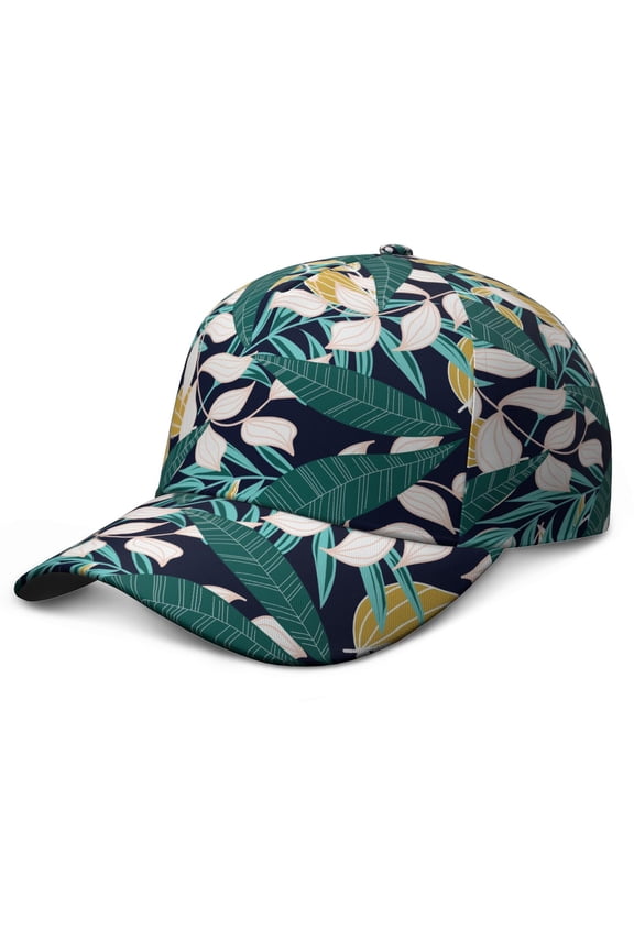 Colorful Exotic Baseball Cap, Comfortable Fit Washed Dad Hat with Tropical Leaf and Palm Inspired Design, Lightweight Performance Hat for Summer Running and Daily Use