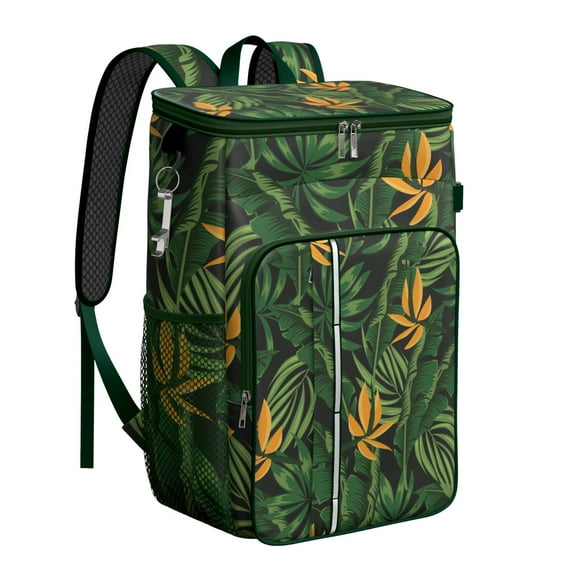 Colorful Exotic Jungle Leaves Soft Cooler Bag - 20L, Leakproof & Easy to Clean for Outdoor Enthusiasts