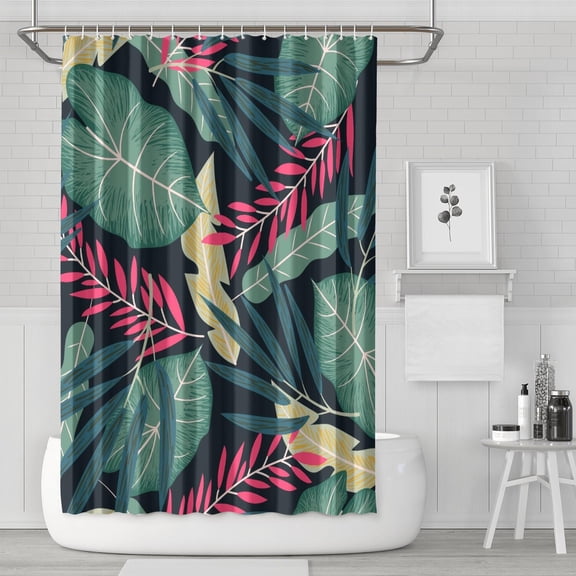 Colorful Exotic Palm Inspired Shower Curtain 72" x 72" - Quick-Dry Machine Washable Fade-Resistant Bathroom Drapes