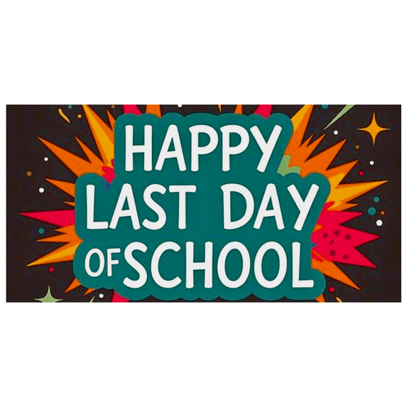 Colorful Explosion Design Happy Last Day of School Banner Party Decorations Backdrop Photography Props Classroom Celebrations School Events Photo Booth Backgrounds