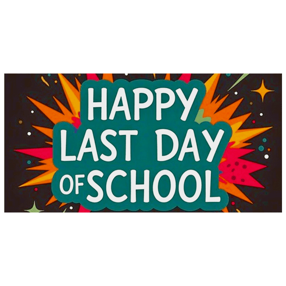 Colorful Explosion Design Happy Last Day of School Banner Party Decorations Backdrop Photography Props Classroom Celebrations School Events Photo Booth Backgrounds