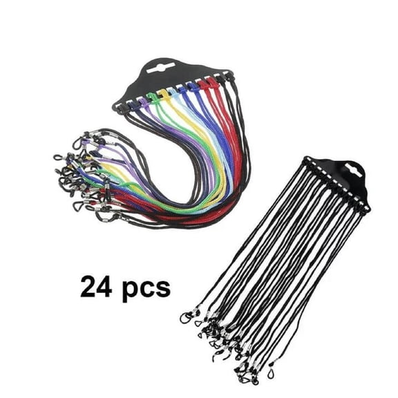 Colorful Eyeglasses Strap,Nylon Glasses Retainer Chain,Non-Slip Eyewear Holder for Secure Fit,Lightweight & Comfortable Glasses Cord,eyewear accessories,glasses lanyard,Black,12Pcs