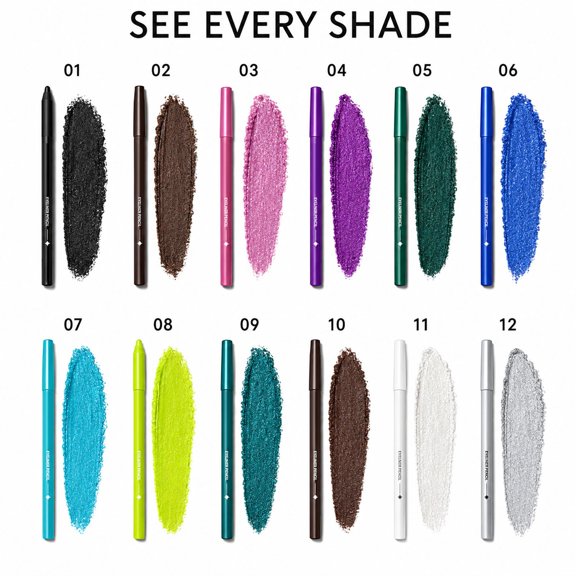 Colorful Eyeliner Set, Eye Makeup Pens for Defined Lines, Winged Looks and Creative Daily or Party Makeup, 12 Count