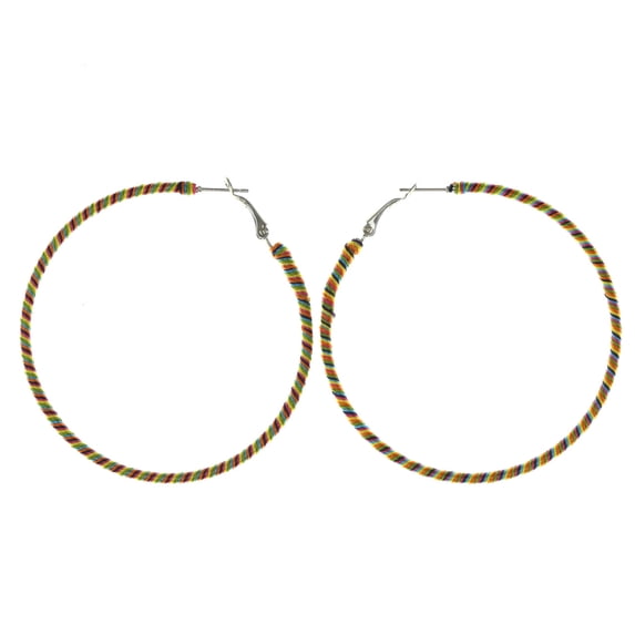 Colorful Fabric Hoop-Earrings #LQE3038