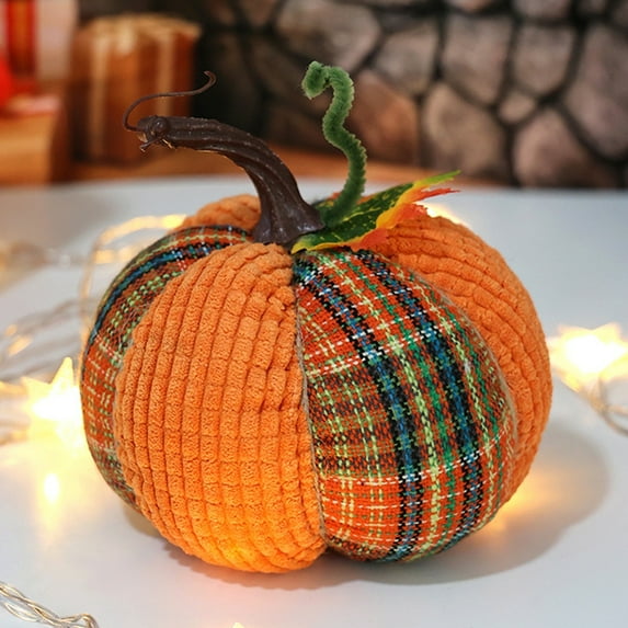 Colorful Fabric Pumpkins - Handmade Halloween Ornaments Set of 6, Fall Table Centerpiece Decor, Soft Pumpkin Decorations for Seasonal Displays