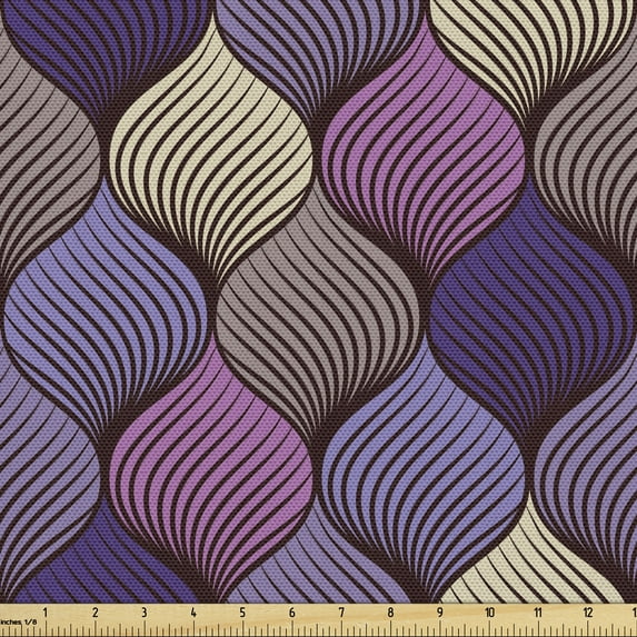 Ambesonne Colorful Fabric by the Yard Upholstery, Abstract Doodle Braid, 1 Yard, Multicolor