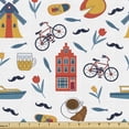 thumbnail image 1 of Ambesonne Colorful Fabric by the Yard Upholstery, Famous Dutch Motifs Image, 1 Yard, White and Multicolor, 1 of 5