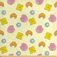 thumbnail image 1 of Colorful Fabric by the Yard, Fried Egg Bread Croissant and Coffee in the Morning Healthy Breakfast Food Cartoon, Upholstery Fabric for Dining Chairs Home Decor Accents, Multicolor by Ambesonne, 1 of 4
