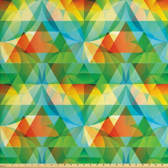 Colorful Fabric by the Yard, Geometrical Composition with Double Tetrahedrons in Lively Colors, Upholstery Fabric for Dining Chairs Home Decor Accents, 1 Yard, Multicolor by Ambesonne