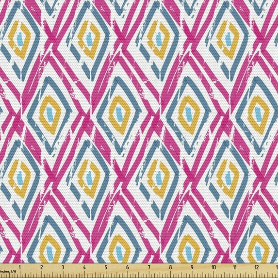 Ambesonne Colorful Fabric by the Yard Upholstery, Rough Paintbrush Style, 3 Yards, Multicolor