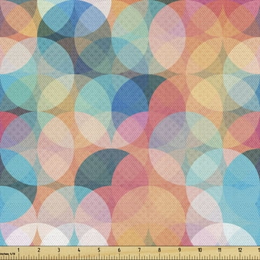 Ambesonne Circles Fabric by the Yard Upholstery, Boho Rainbow Colors, 1 Yard, Multicolor