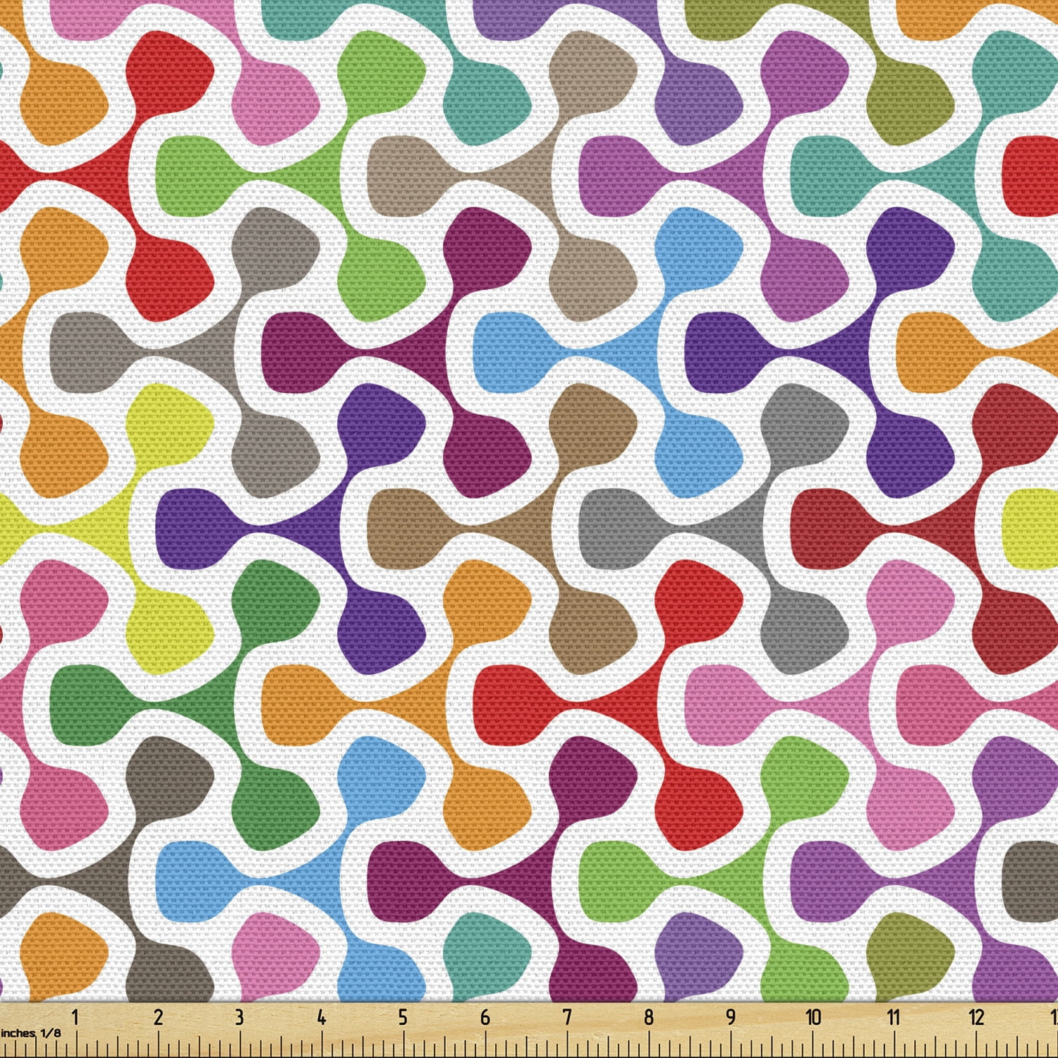 Ambesonne Geometry Fabric by the Yard Upholstery, Colorful Curve ...