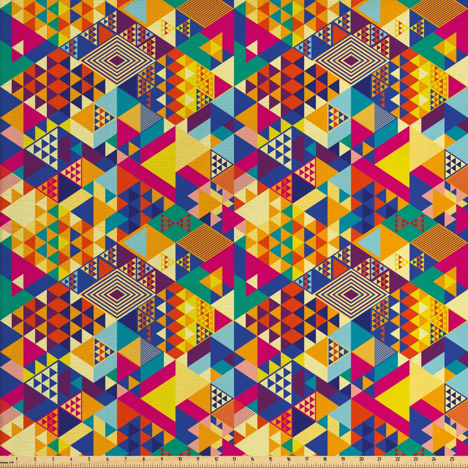 Colorful Fabric by the Yard Upholstery, Random Triangles Vibrant ...