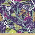 thumbnail image 1 of Ambesonne Colorful Fabric by the Yard Upholstery, Retro Pop Art Groovy Dots, 5 Yards, Purple and Cadet Blue, 1 of 5