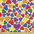 thumbnail image 1 of Ambesonne Colorful Fabric by the Yard Upholstery, Valentines Day Hearts Art, 3 Yards, Multicolor, 1 of 5