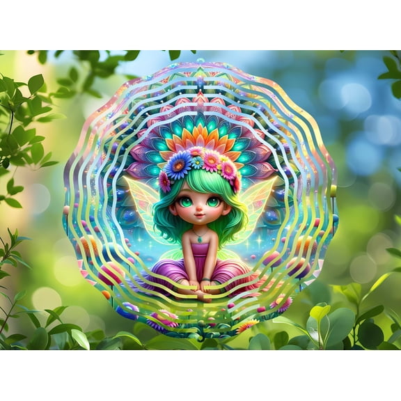 Colorful Fairy 3D Wind Spinner Stainless Steel Magic Garden Hanging Decor