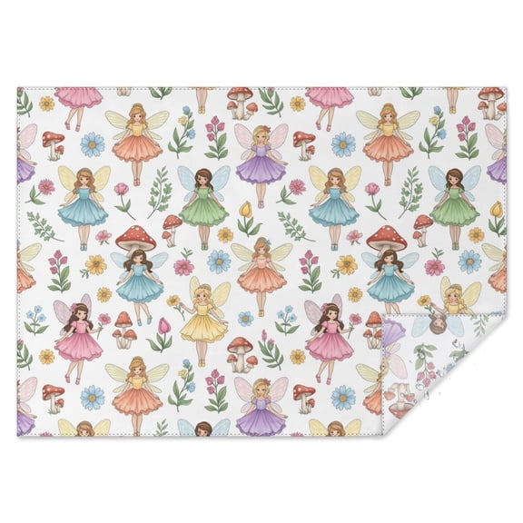Colorful Fairy Flower Pattern Rectangle Tablecloth 60"x84",Waterproof Polyester Rectangle Table Cloth, Wipeable Spillproof Polyester Tablecloth for Dining, Camping, Indoor and Outdoor