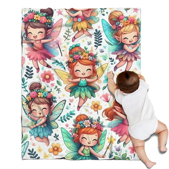 Colorful Fairy Princess Pattern Blanket,Comfortable Soft Lamb Wool Throw Blanket,All Season,Warm Lightweight Blankets for Sofa Bed Couch Living Room Chair,30"x40"