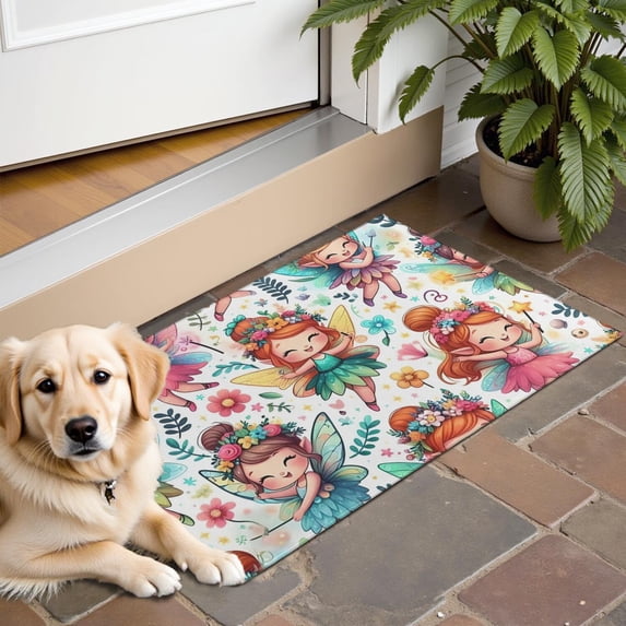 Colorful Fairy Princess Pattern Door Rugs,Washable Non Slip Door Mats Indoor,Decorative Door Mats,Entry Mat Indoor for Entrance,Bedroom,Kitchen,Bathroom,16"x24"