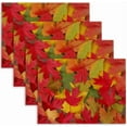 thumbnail image 1 of Colorful Fall Leaves Placemats 18X12 Inch Halloween Thanksgiving Linen Kitchen Table Mats Set of 4 Easy to Clean for Dining Table, 1 of 5