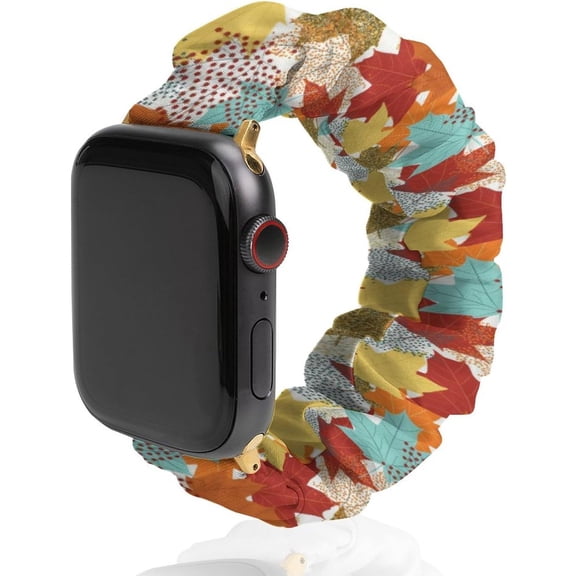 Colorful Fall Maple Leaves Compatible with Apple Watch Band 38mm 40mm 42mm 44mm Women Men, Soft Silicone Sport IWatch Bands Replacement Strap Compatible for IWatch Series 7 6 5 4 3 2 1 SE
