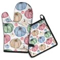 thumbnail image 1 of Colorful Fall Pumpkins Pattern Kitchen Oven Mitt and Pot Holder Sets 2 Pcs for Baking, Cooking and Grilling, Heat Resistant Up To 392 °F, 1 of 7