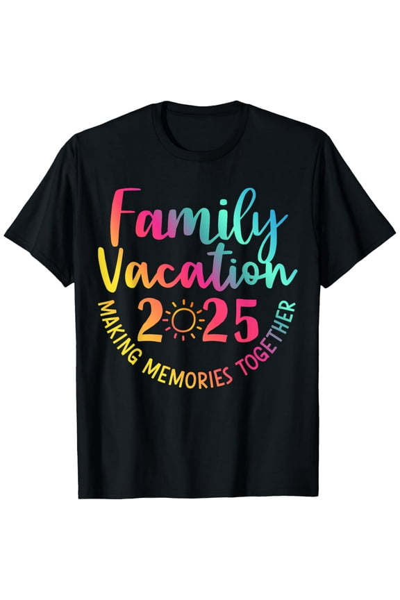 Colorful Family Vacation 2025 Matching Trip Unisex Short Sleeve Graphic T-Shirt