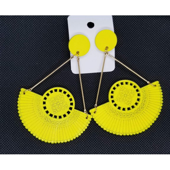 Colorful Fan Wooden Earrings