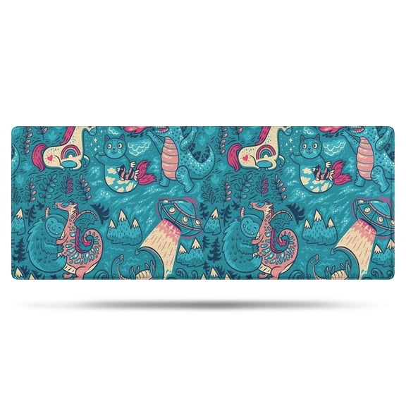 Colorful Fantasy Creatures UFO Pattern Bathroom Rugs Mat,Non Slip Microfiber Bathroom Rug,Rubber Backing,Soft Bathroom Mats for Bathroom Floor,Tub and Shower,60x24in(150x60cm)