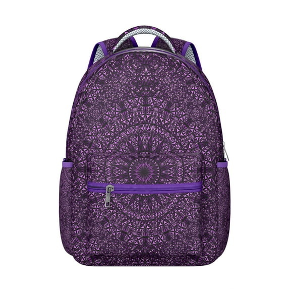 Colorful Fantasy Floral Backpack - Waterproof & Lightweight Student Bookbag, Zen-Inspired Mandala Pattern, Breathable Mesh Straps for Commuters