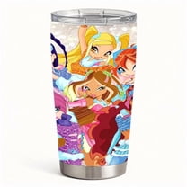 Colorful Fantasy Girls Cartoon Tumbler with Lid, Stainless Steel Insulated Travel Cup