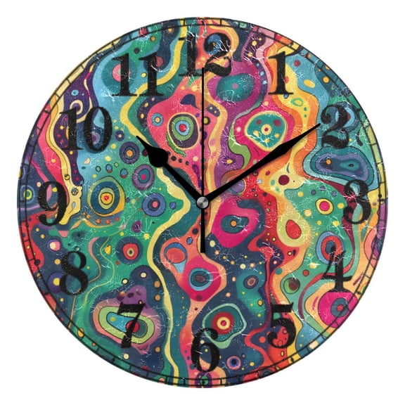 Colorful Fantasy Liquid Pattern Silent Wall Clock 10" Non-Ticking Battery Clock