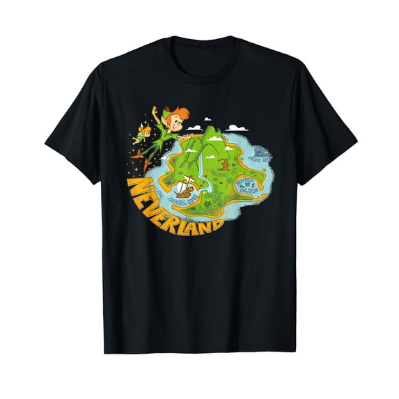 Colorful Fantasy Map T-Shirt Featuring Neverland Design for Adventure Lovers