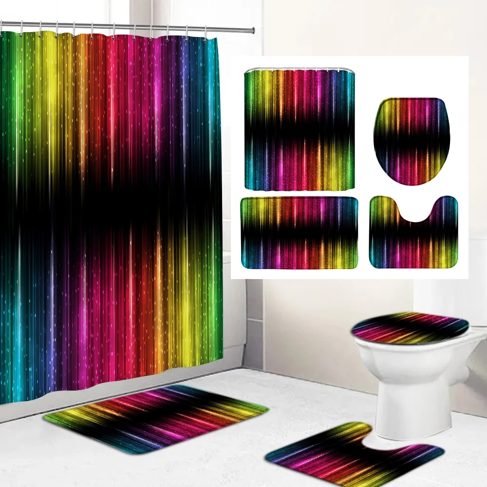 Colorful Fantasy Series Shower Curtain Set Rainbow Shine Decoration ...
