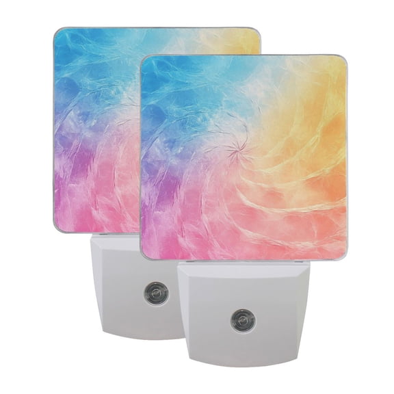 Colorful Fantasy Spin LED Night Light with Smart Sensor Plug Into Wall Dusk to Dawn 2 packs