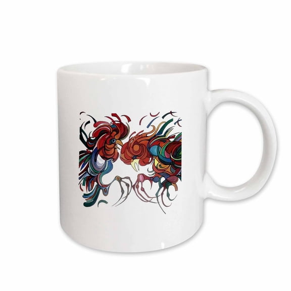 3drose, Colorful Farmyard Roosters Cut Out, 15oz Mug